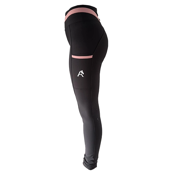 Whistler Tights - Black/Pink Pocket Left Side View